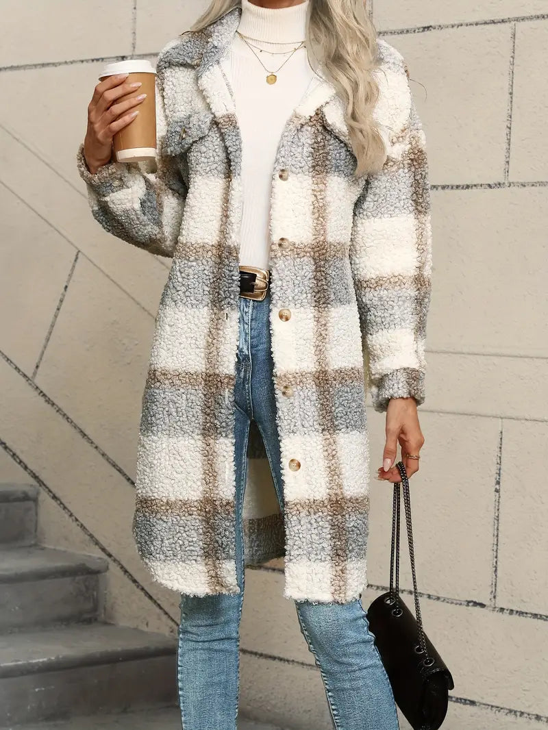 Isabelle™ | Manteau teddy à carreaux confortable