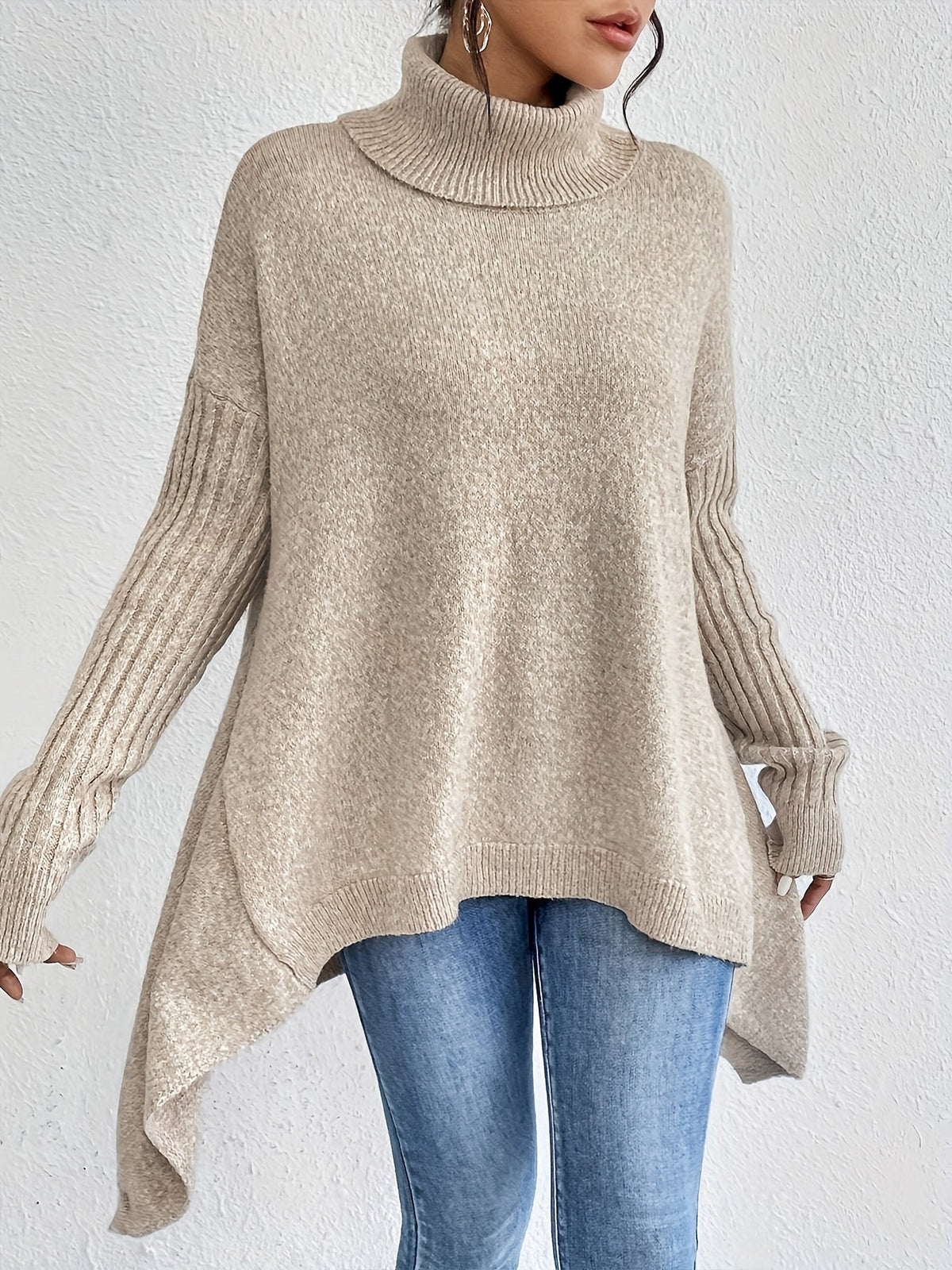 Léïna™ – Le pull col montant doux et décontracté