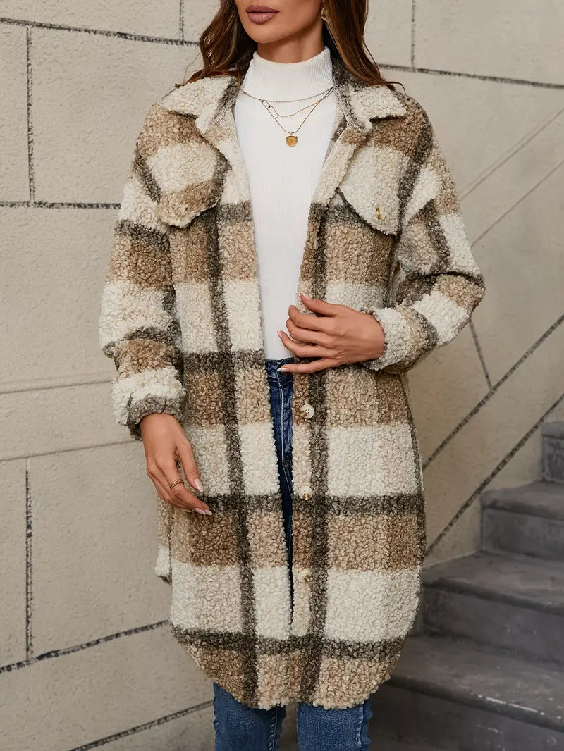 Isabelle™ | Manteau teddy à carreaux confortable