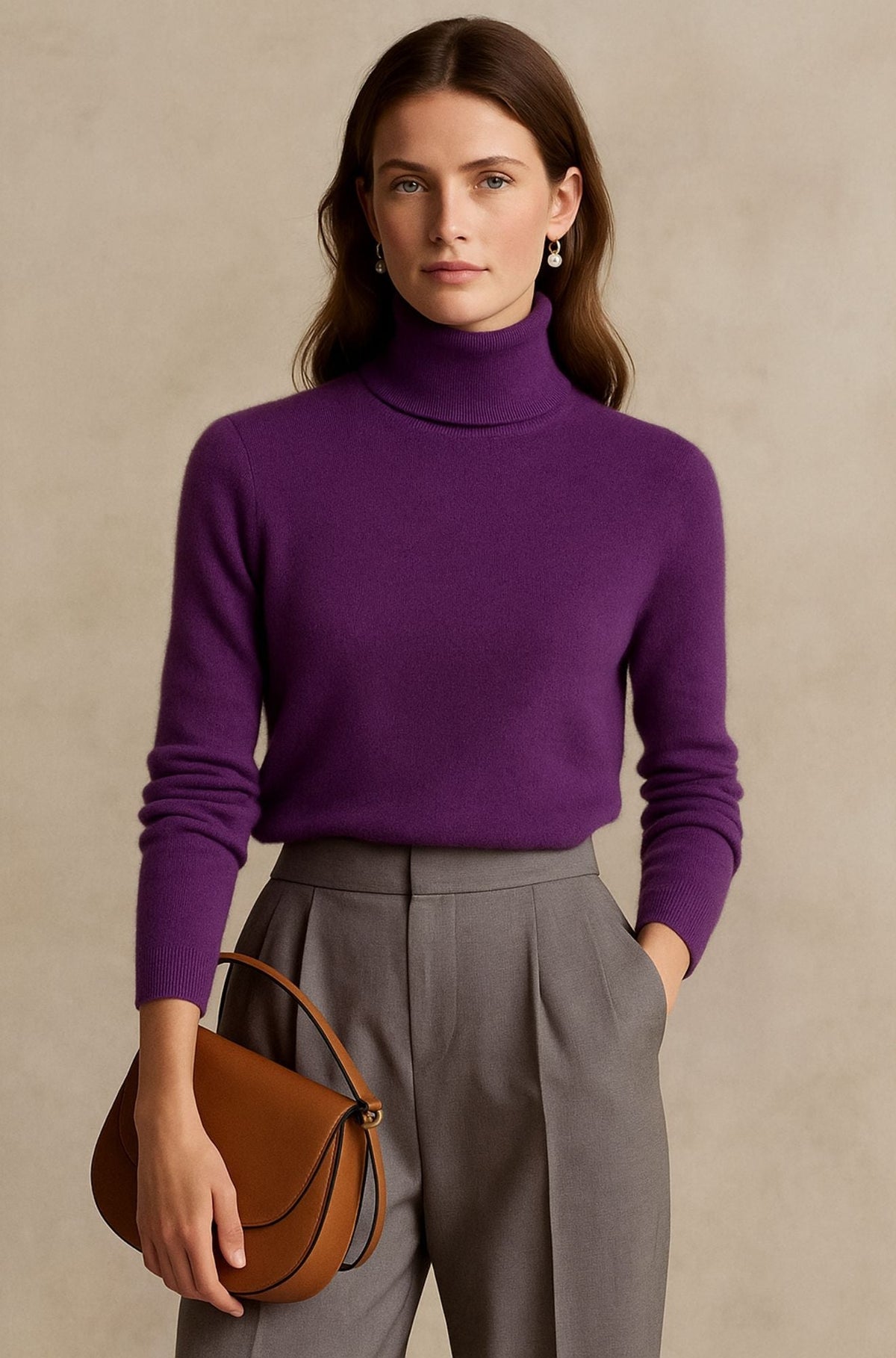 Amélie | Pull col roulé fin en cachemire
