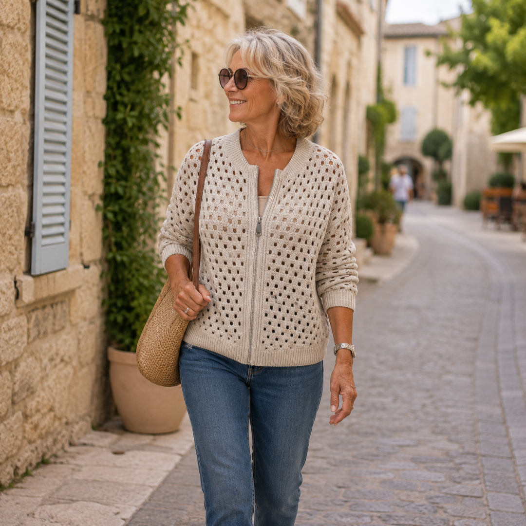Auriane | Cardigan Ajouré en Maille Douce