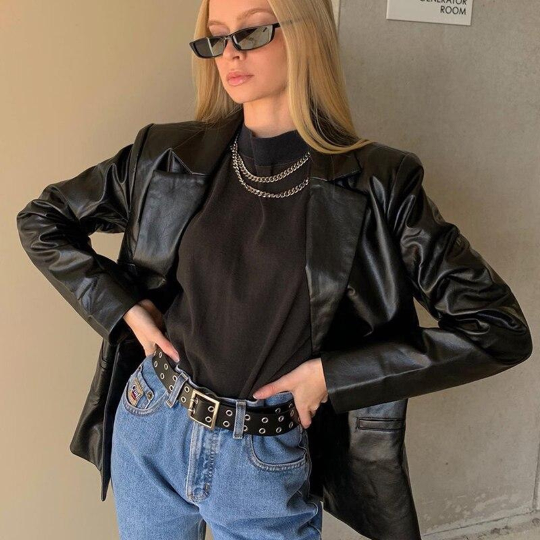 Raymonde | Blazer Noir à Col Rabattu