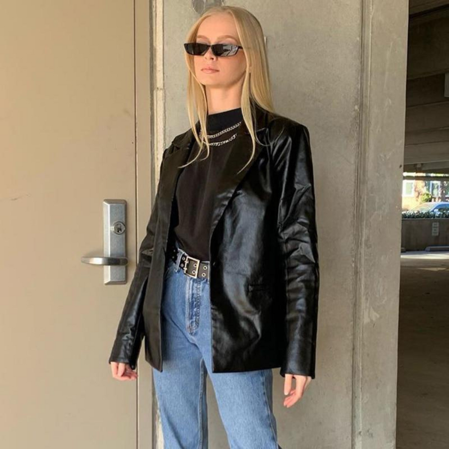 Raymonde | Blazer Noir à Col Rabattu