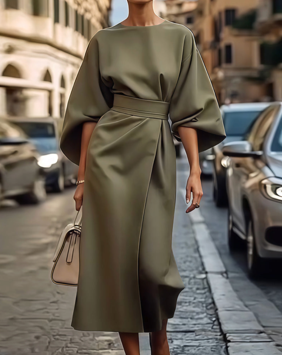Valentina | Robe longue élégante à manches bouffantes