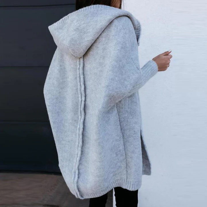 Élodie | Long gilet à capuche en maille douce