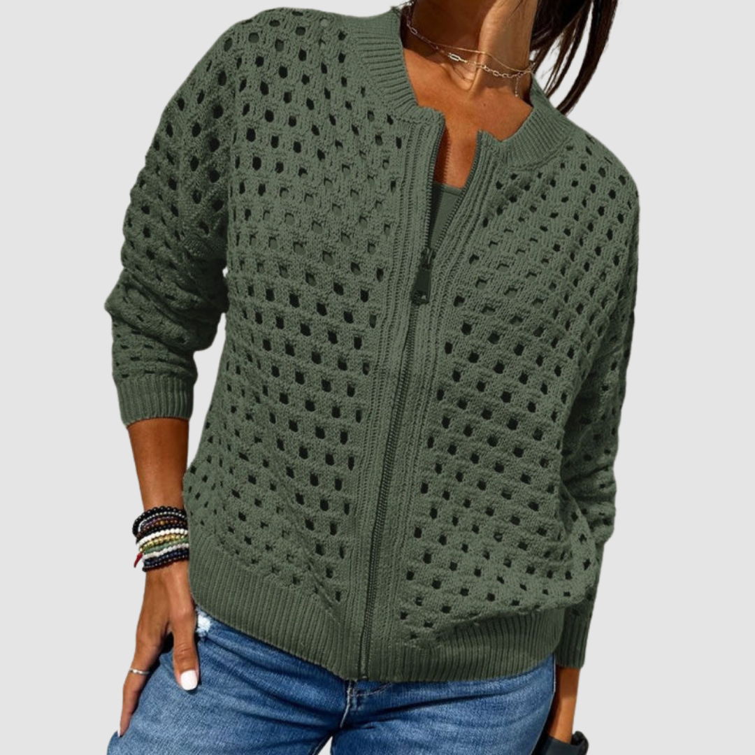 Auriane | Cardigan Ajouré en Maille Douce