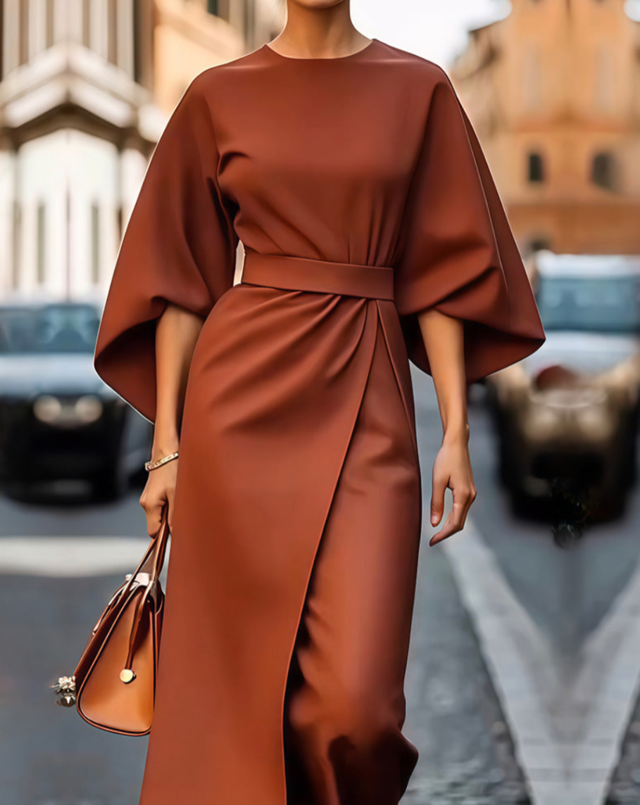 Valentina | Robe longue élégante à manches bouffantes