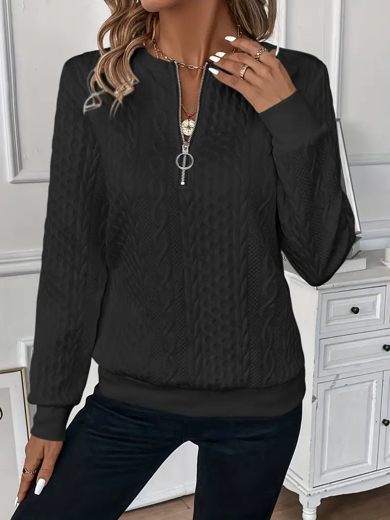Lucia | Pull Zippé en Maille Torsadée Douillette