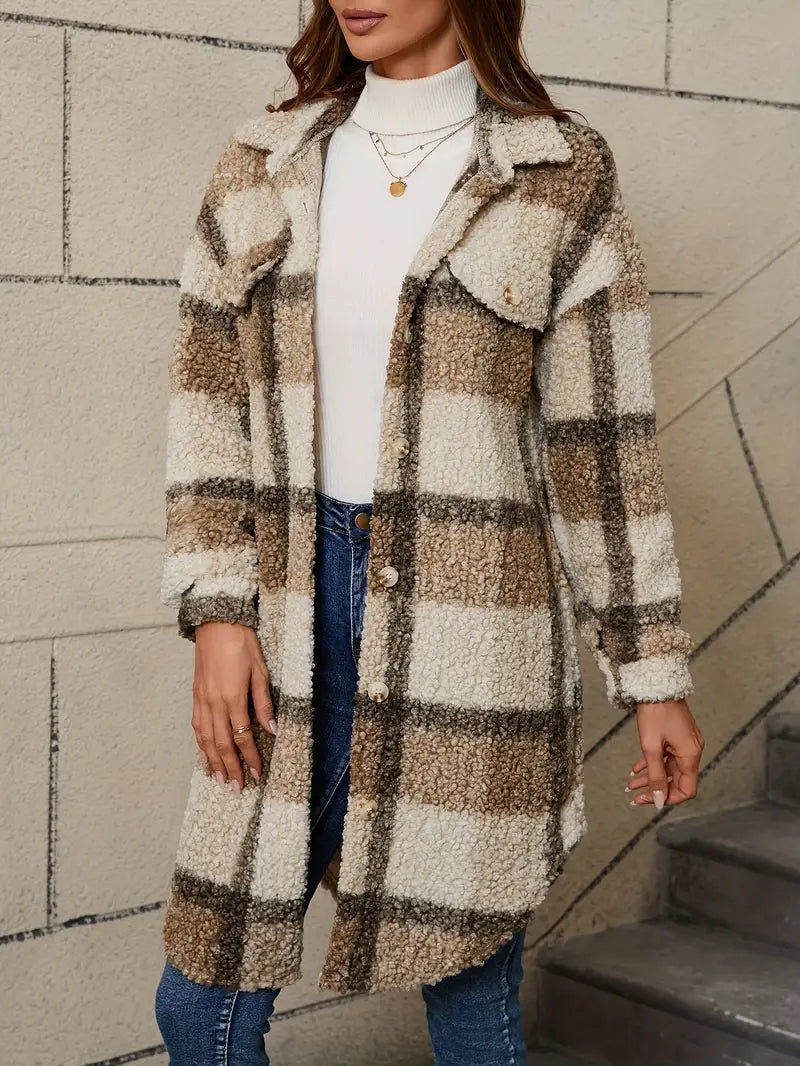 Isabelle™ | Manteau teddy à carreaux confortable