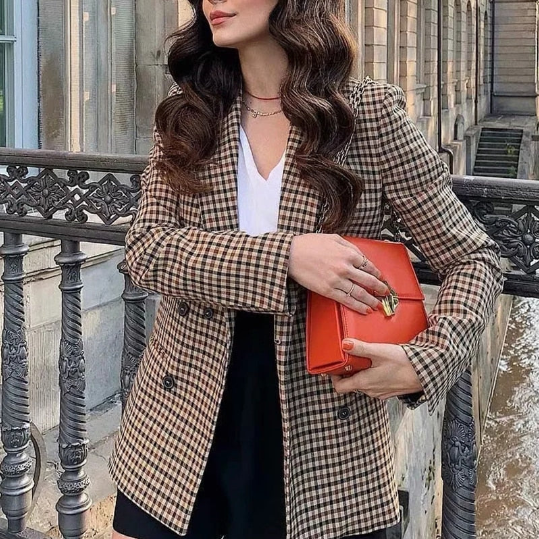 Rosemonde | Blazer à carreaux en coton