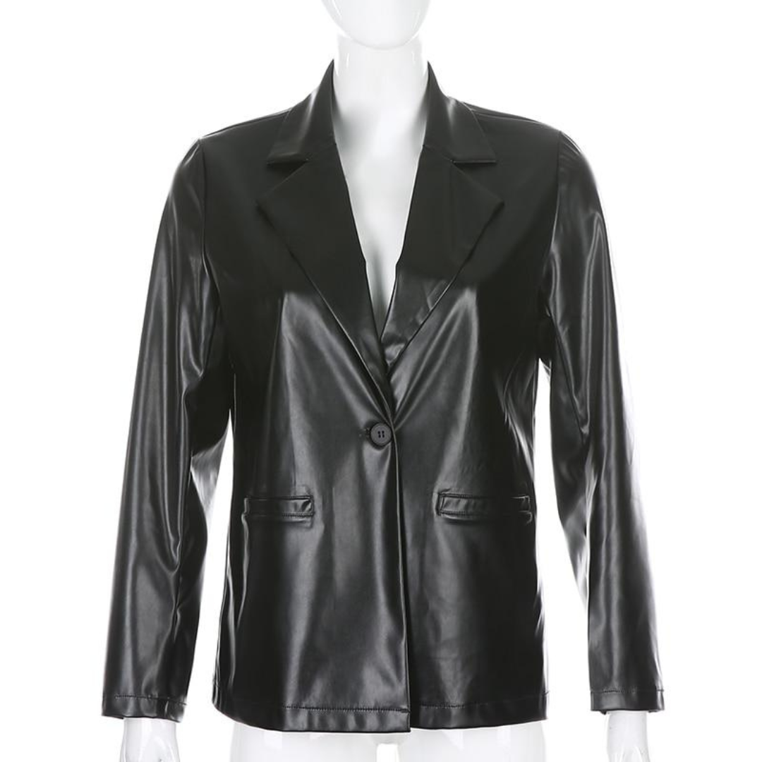 Raymonde | Blazer Noir à Col Rabattu