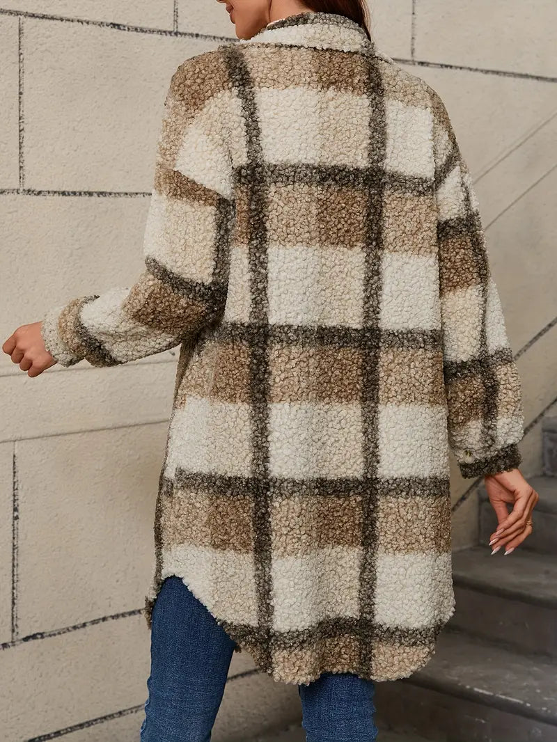 Isabelle™ | Manteau teddy à carreaux confortable