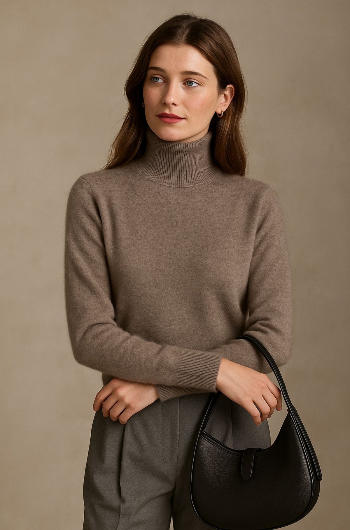 Amélie | Pull col roulé fin en cachemire