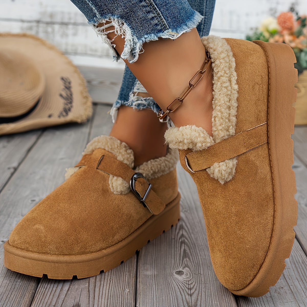 Martine | Bottines d'Hiver Doublées à Bride Réglable
