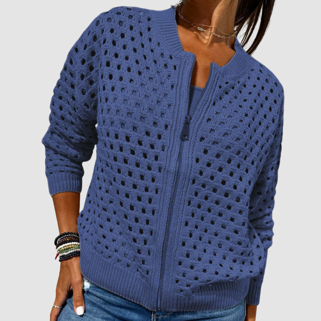 Auriane | Cardigan Ajouré en Maille Douce