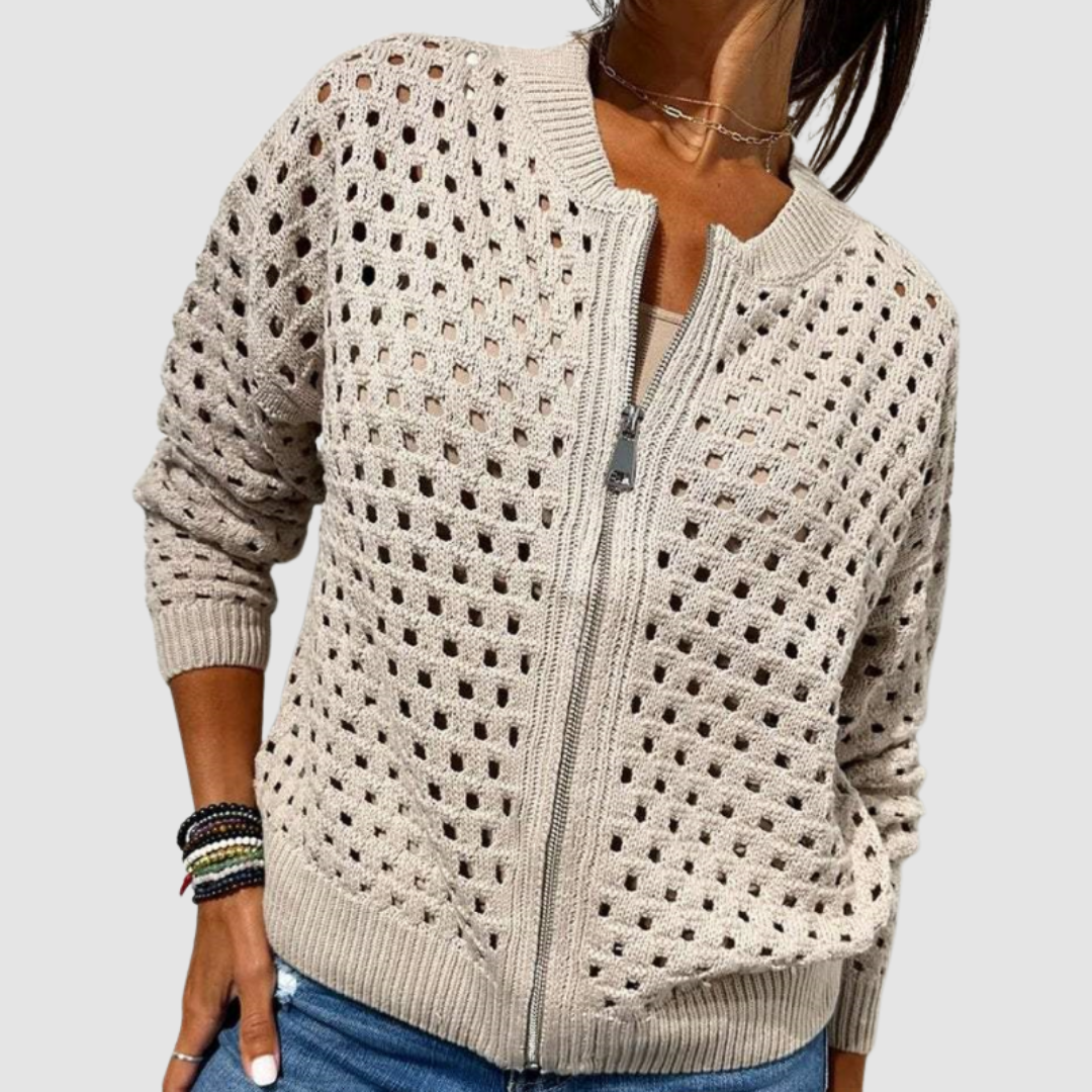 Auriane | Cardigan Ajouré en Maille Douce
