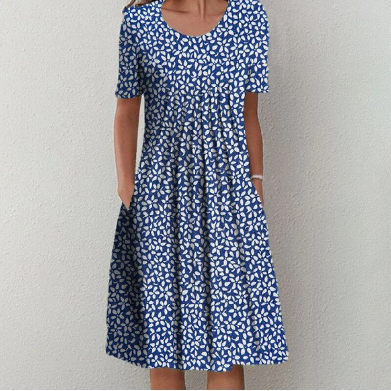 Robe d'été fleurie à coupe évasée pour femmes - Emma