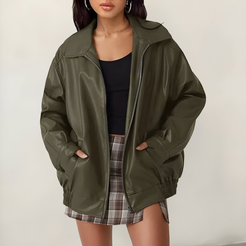 Mira™ | Veste en cuir oversize élégante