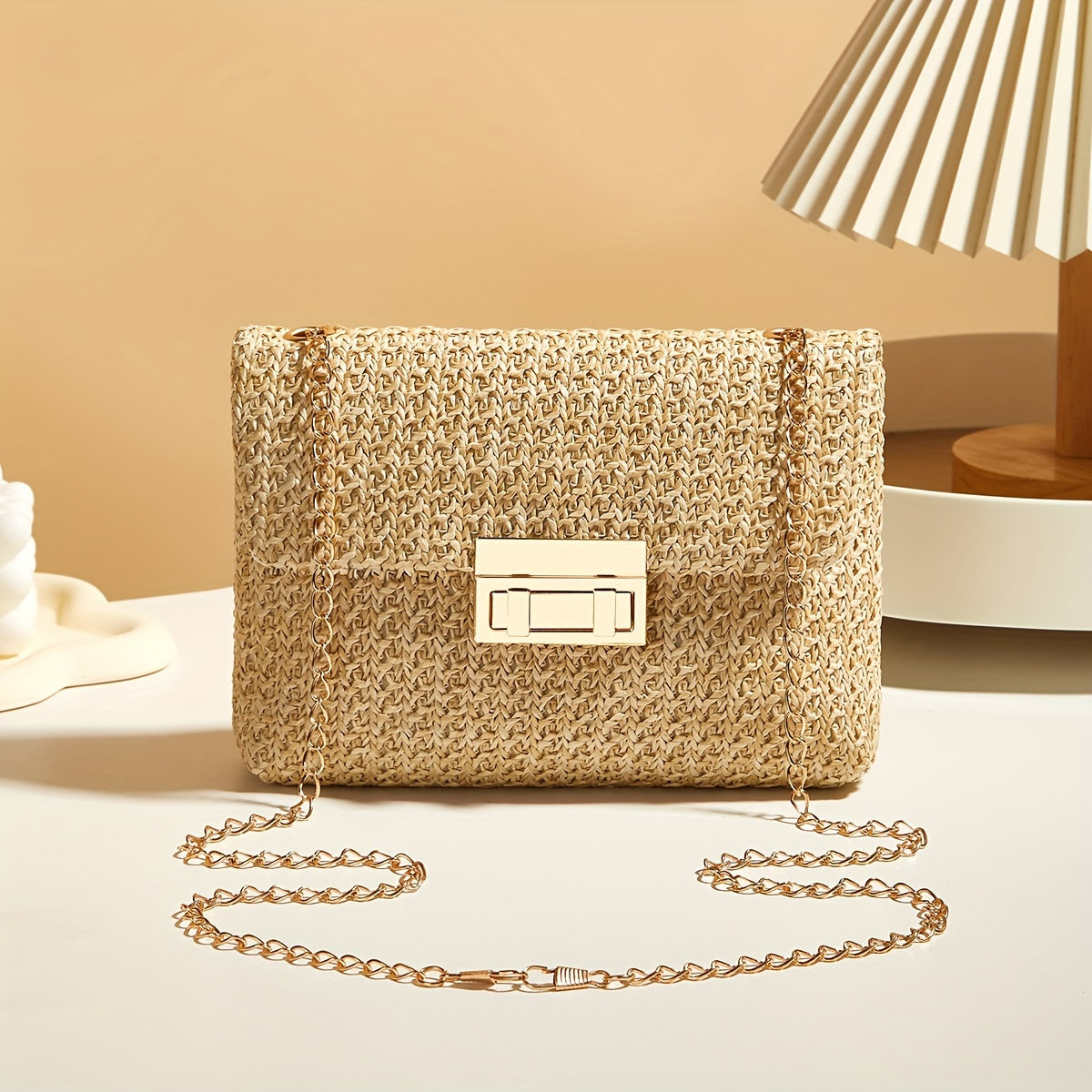 Virelle | Sac Tressé à Chaîne Dorée