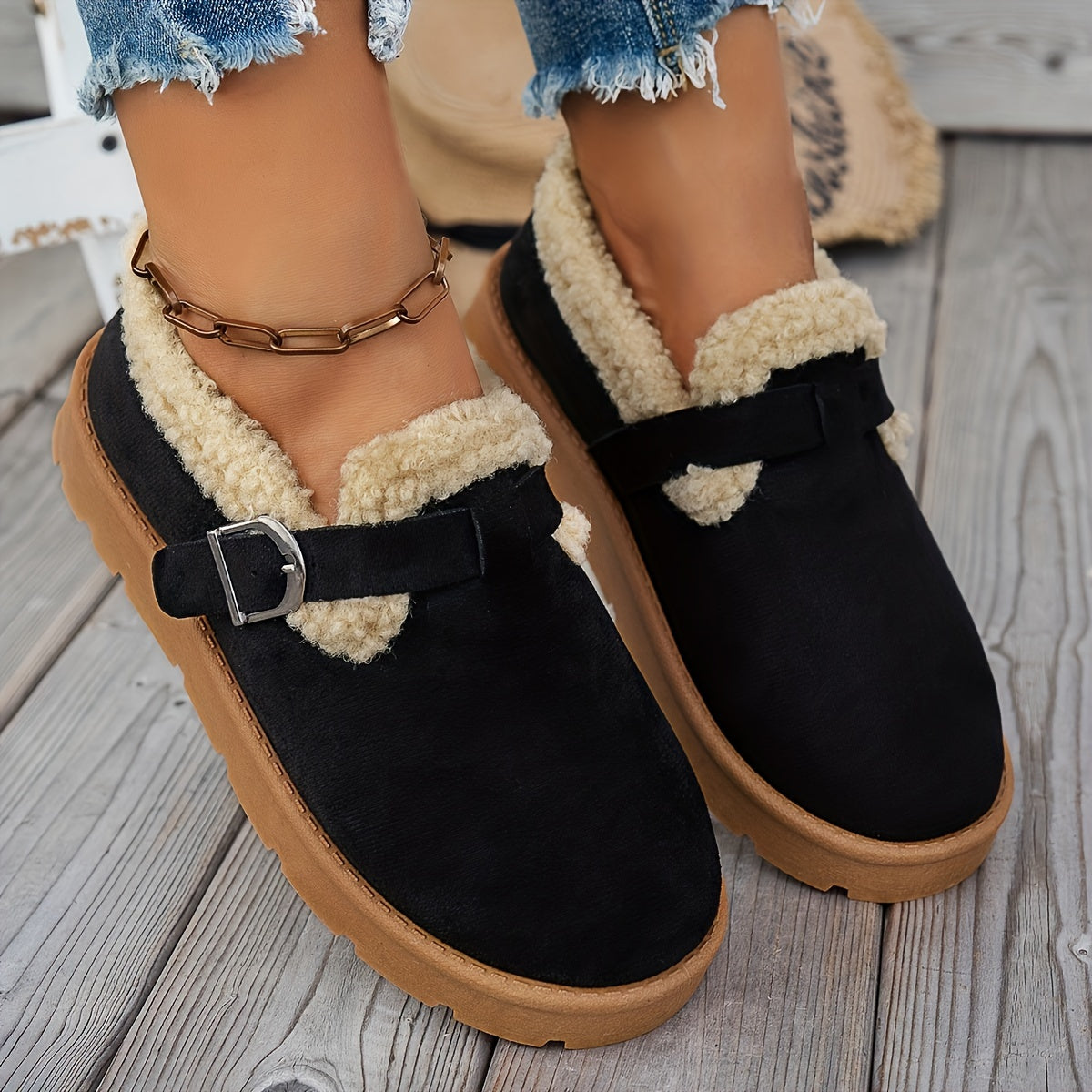 Martine | Bottines d'Hiver Doublées à Bride Réglable
