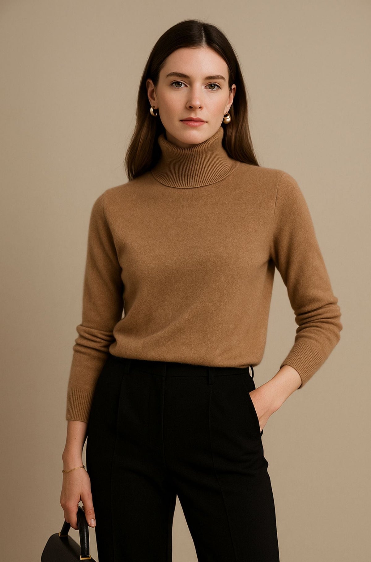 Amélie | Pull col roulé fin en cachemire