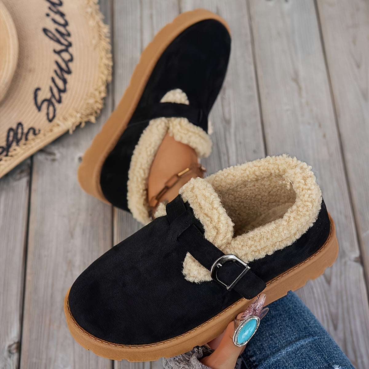 Martine | Bottines d'Hiver Doublées à Bride Réglable