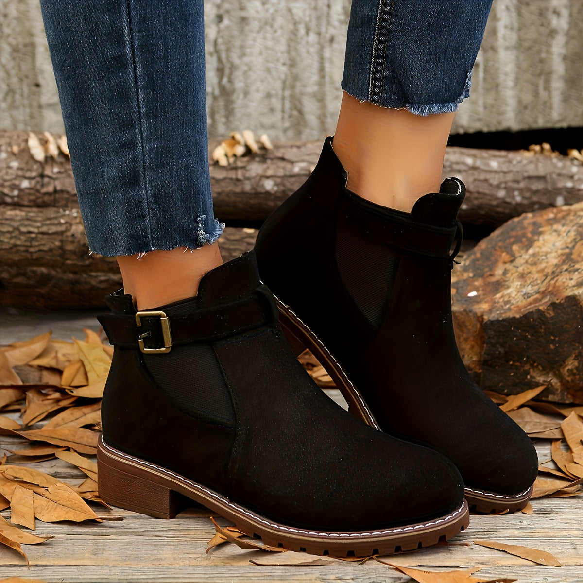 Albane | Bottines Élégantes à Boucle et Talon Bloc