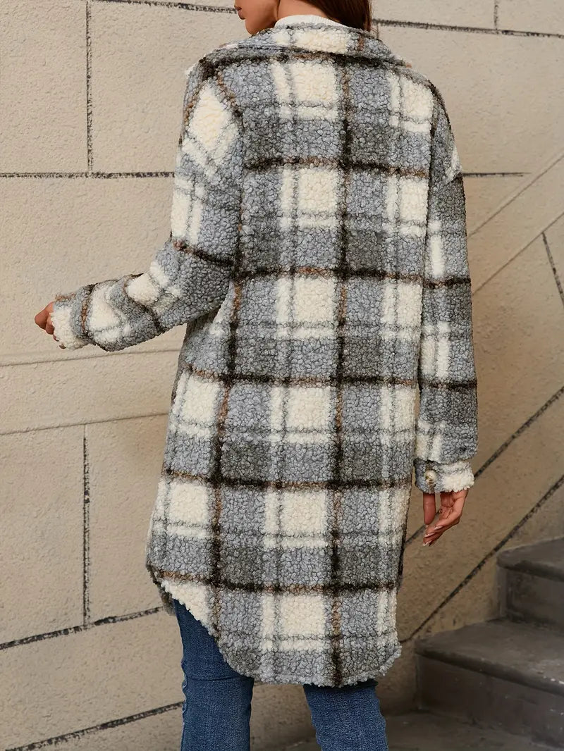 Isabelle™ | Manteau teddy à carreaux confortable