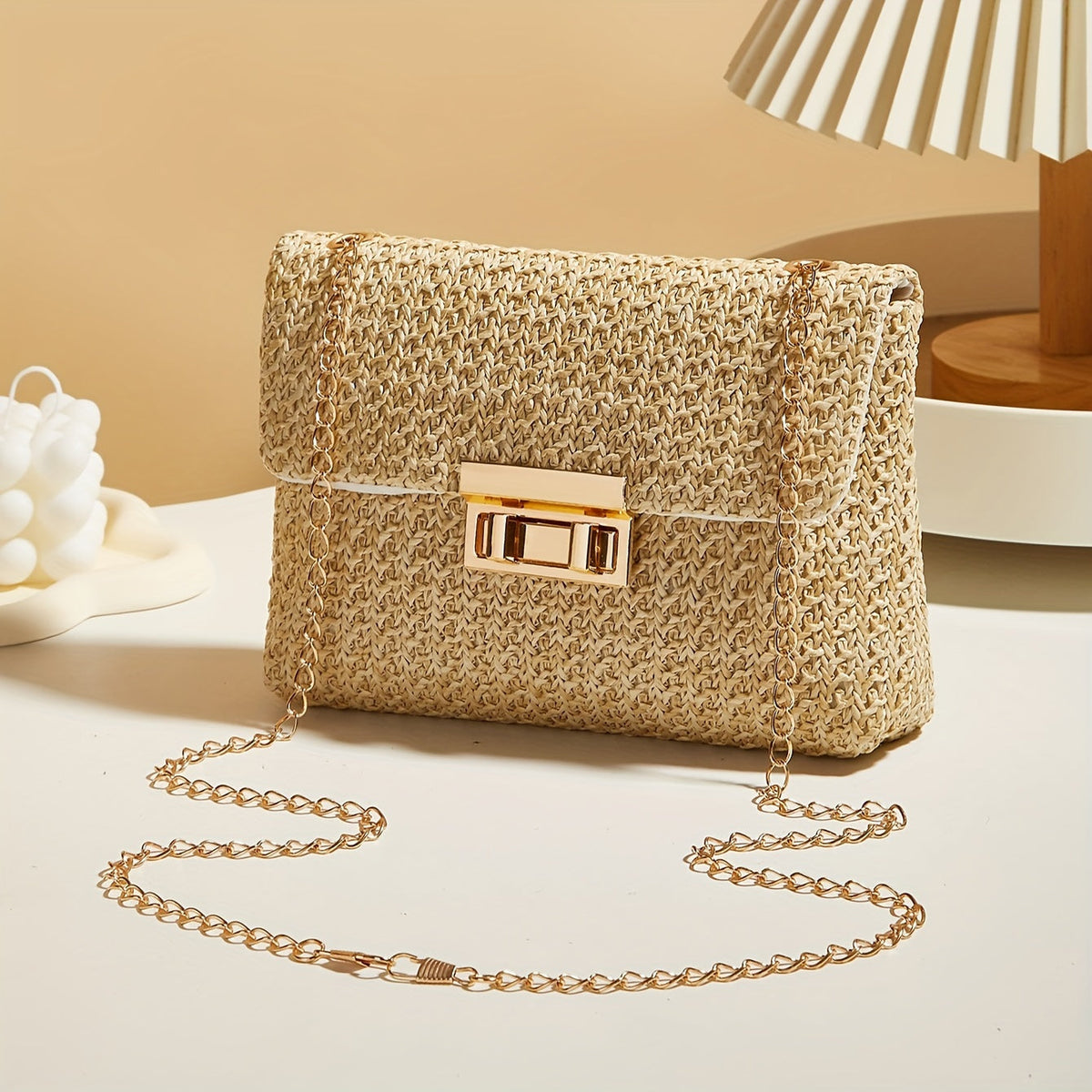 Virelle | Sac Tressé à Chaîne Dorée