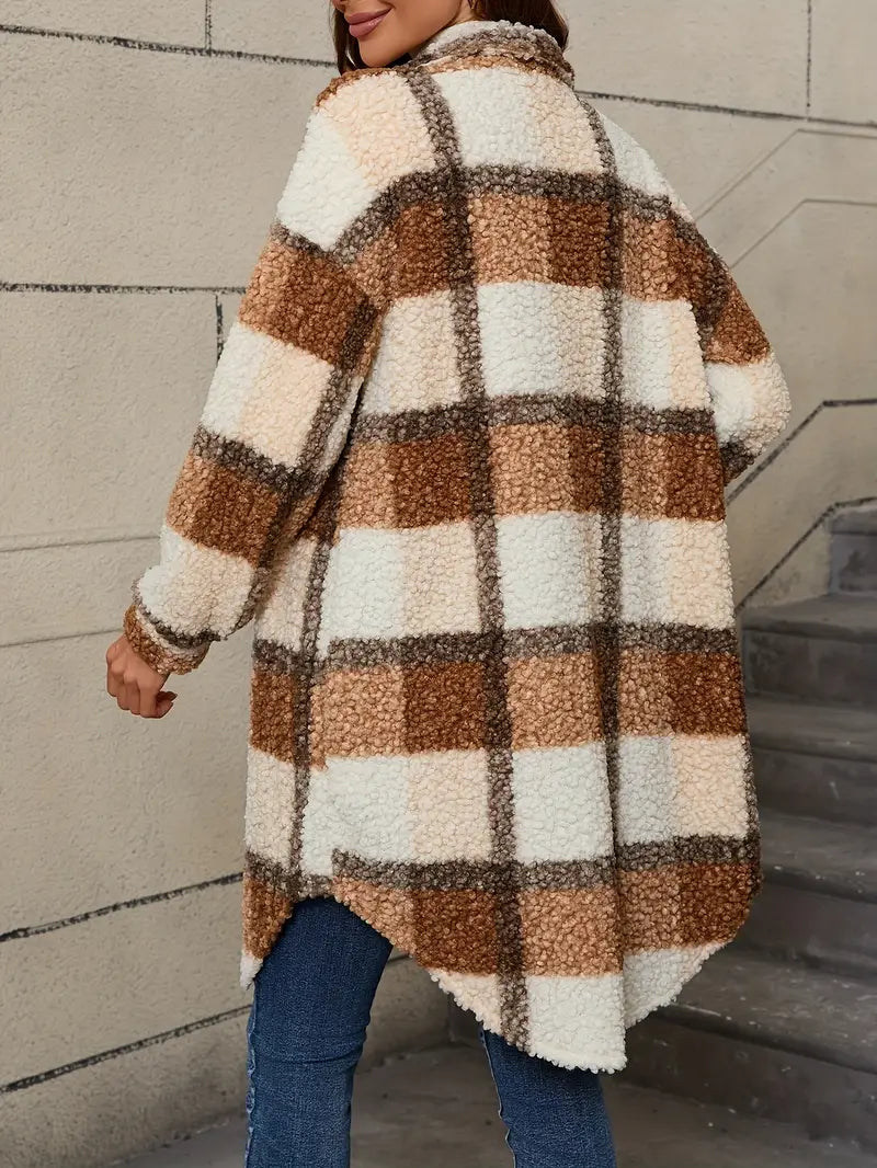 Isabelle™ | Manteau teddy à carreaux confortable