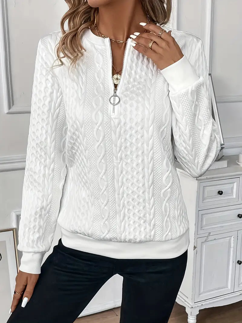 Lucia | Pull Zippé en Maille Torsadée Douillette