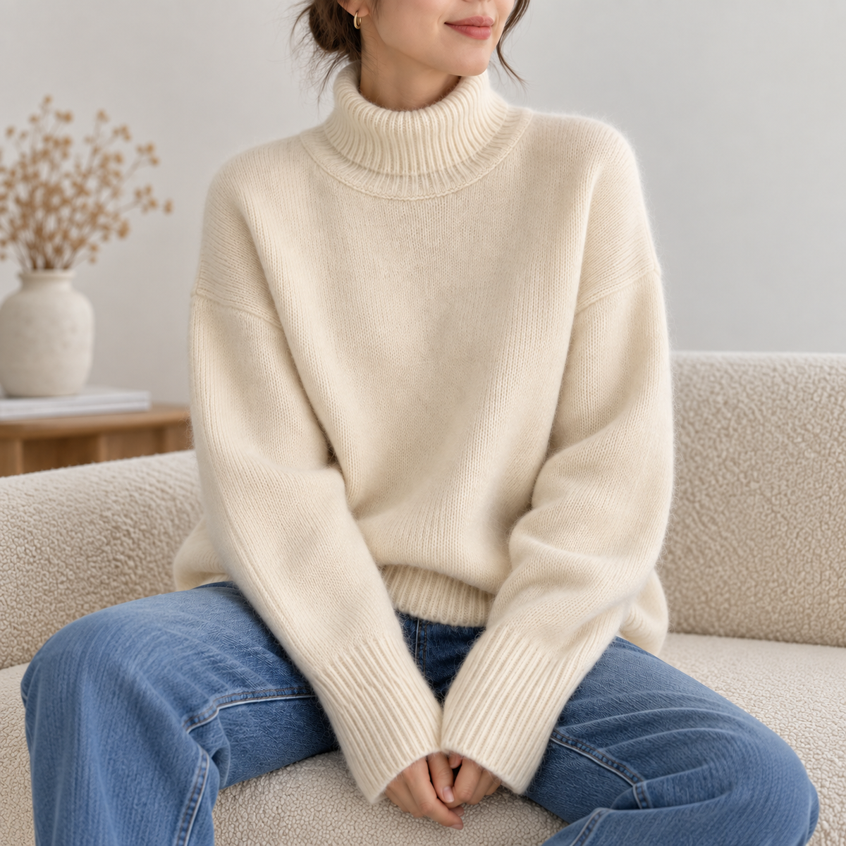 Inès | Pull à col montant douceur cachemire