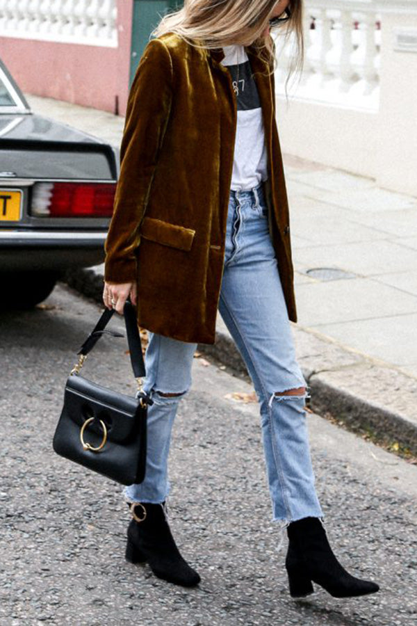 Adrienne | Blazer en Velours Ajusté