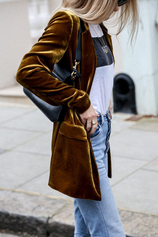 Adrienne | Blazer en Velours Ajusté
