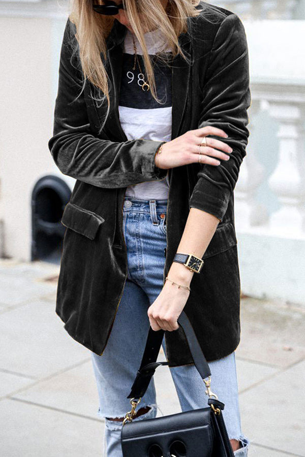 Adrienne | Blazer en Velours Ajusté