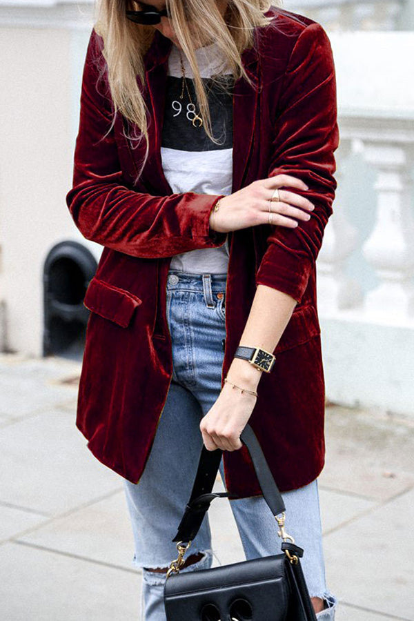 Adrienne | Blazer en Velours Ajusté