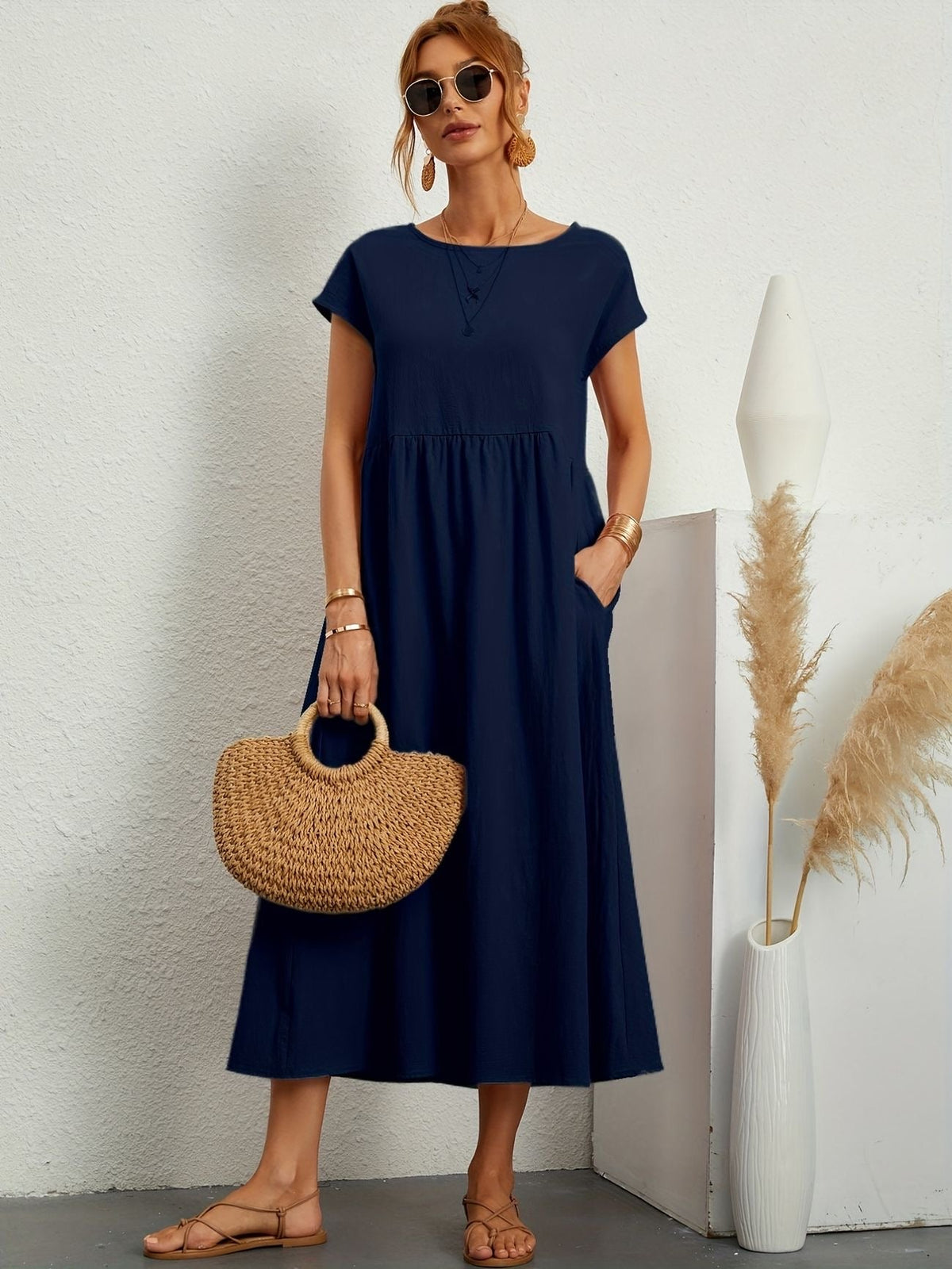 Clara | Robe midi fluide à poches