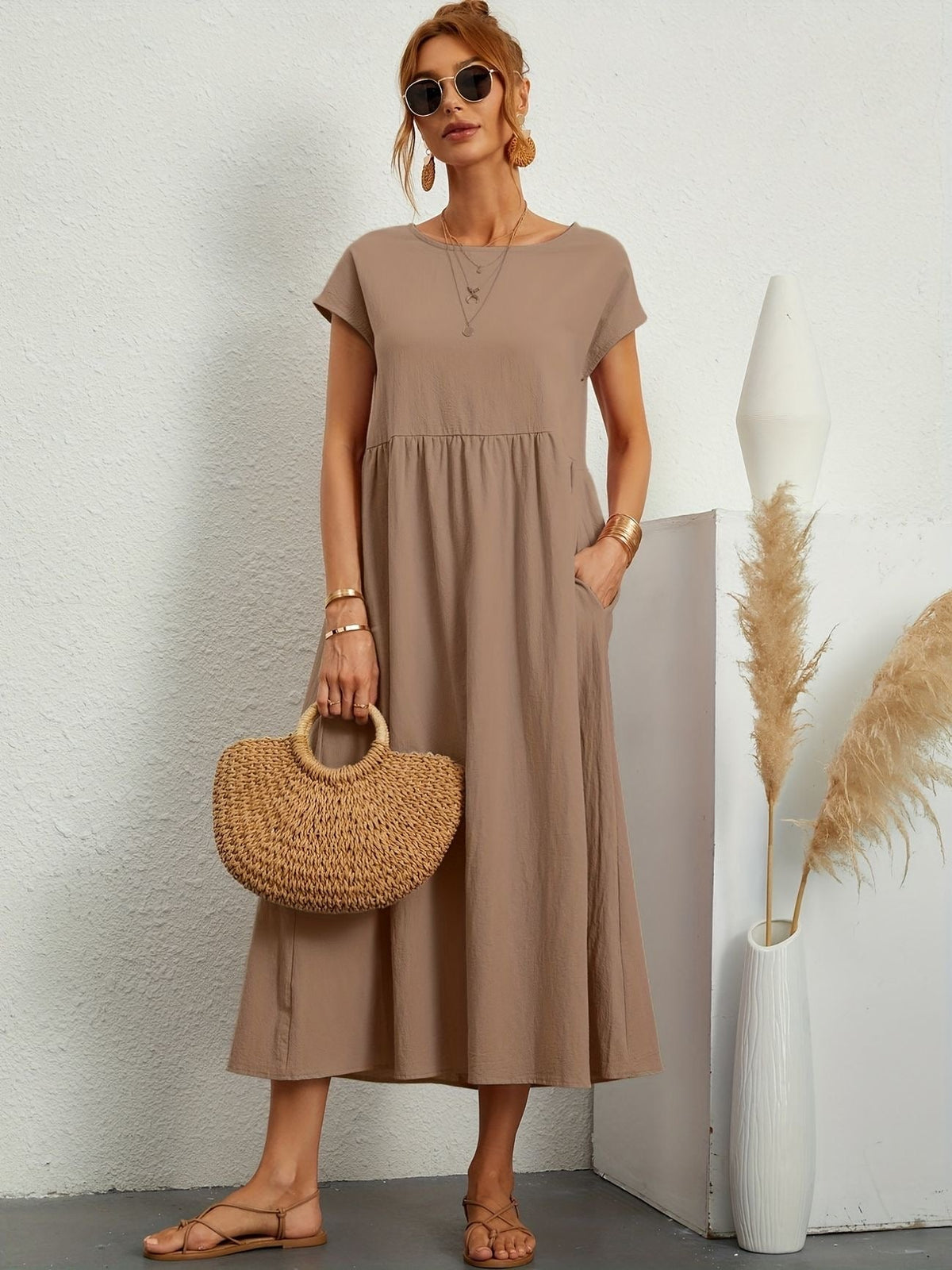 Clara | Robe midi fluide à poches