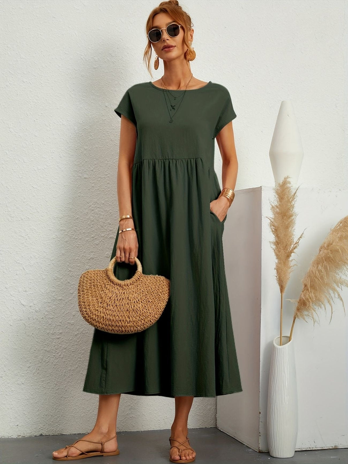 Clara | Robe midi fluide à poches