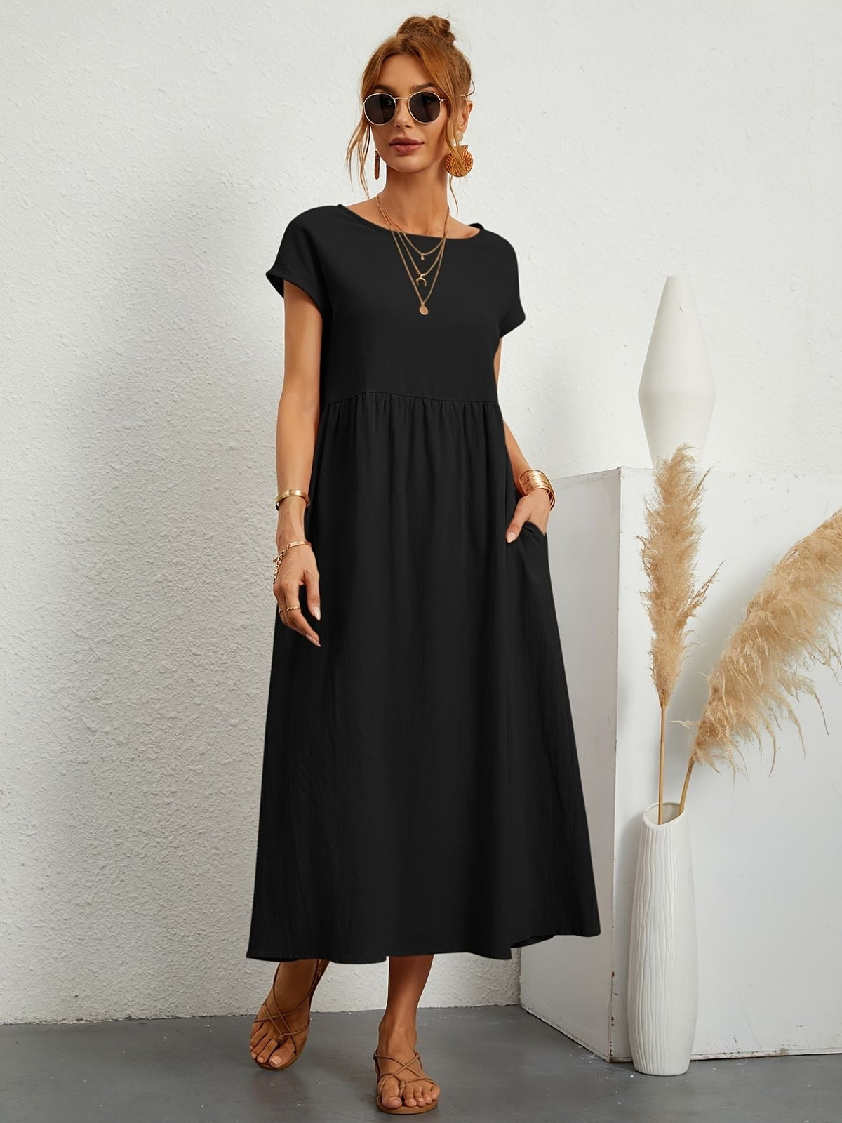Clara | Robe midi fluide à poches