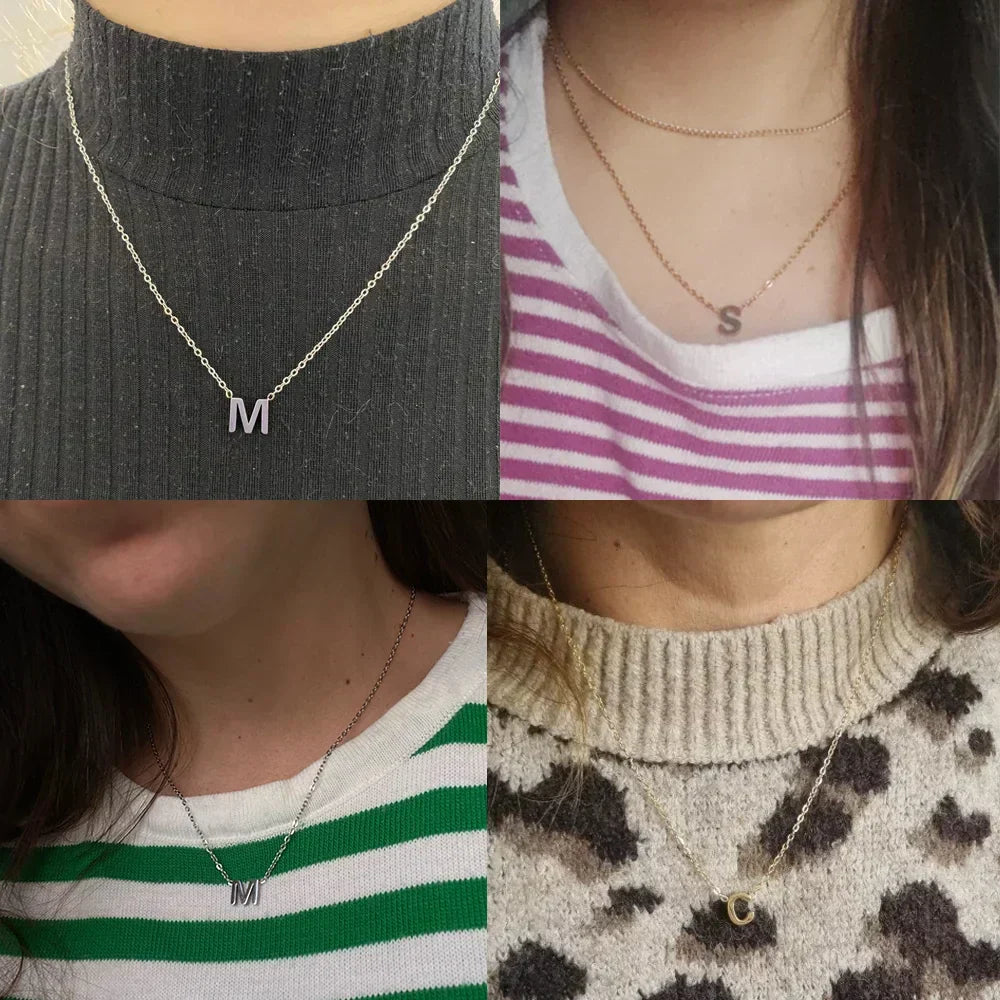 Collier pendentif alphabet brillant