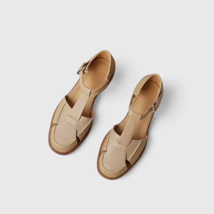Odile | Chaussures ajourées à bride en T et talon effet bois