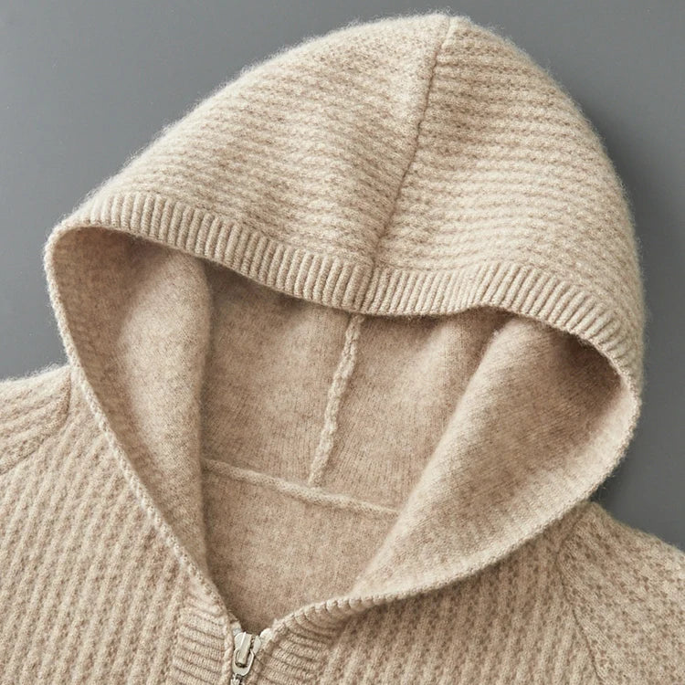 Manon | Gilet zippé à capuche en laine mérinos