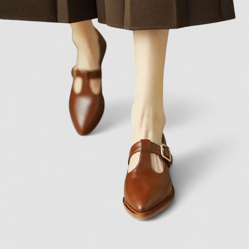 Sylviane | Souliers Tressés Bout Fermé à Talon Carré
