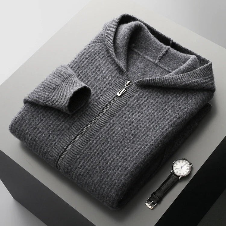 Manon | Gilet zippé à capuche en laine mérinos