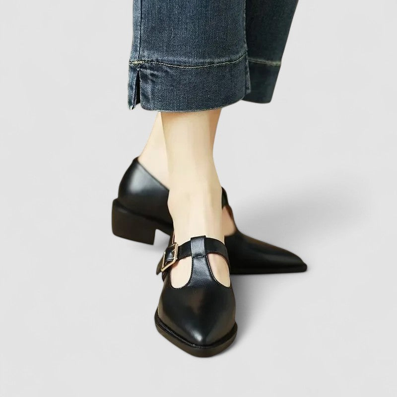 Sylviane | Souliers Tressés Bout Fermé à Talon Carré