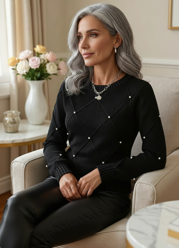Marguerite™ – Pull élégant perles délicates