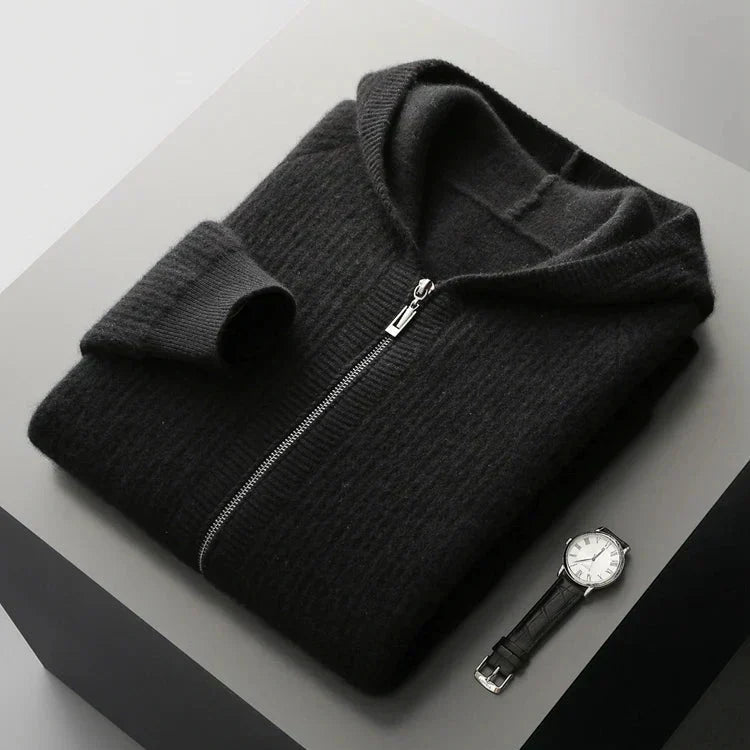 Manon | Gilet zippé à capuche en laine mérinos