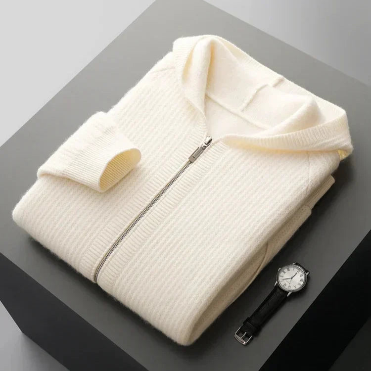 Manon | Gilet zippé à capuche en laine mérinos