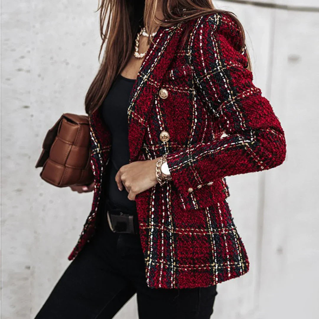 Catherine | Blazer en Maille à Carreaux